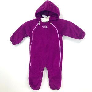 The North Face Purple Infant Cozy Fleece Zippered Hooded One Piece Snowsuit